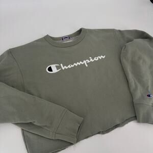 Vintage Champion Cropped Olive Green Sweatshirt Crewneck - Women's M